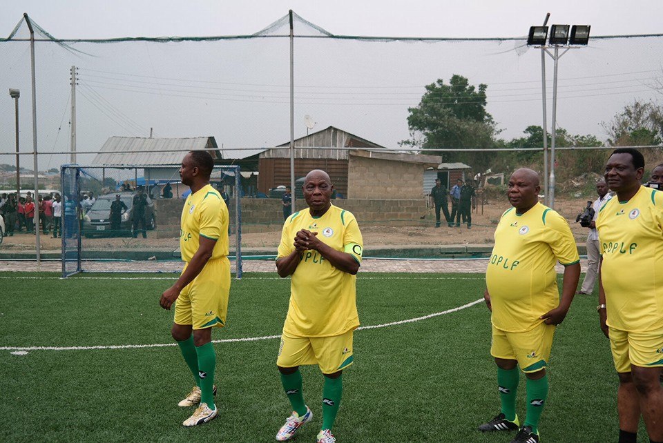Obasanjo plays football