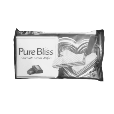 What's the main colour on this pack of Pure Bliss chocolate cream wafers?