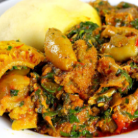 Eba and vegetable soup