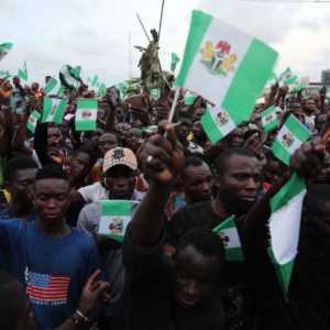 Image of Nigerians waving flags