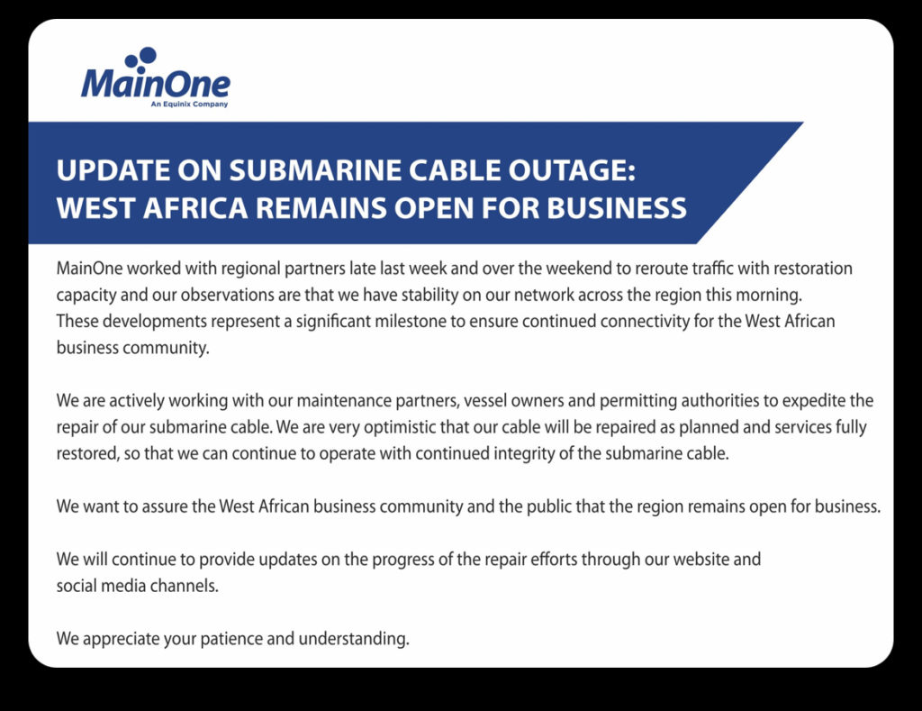 Six Days After  the Internet Outage in Nigeria: What’s The Update?