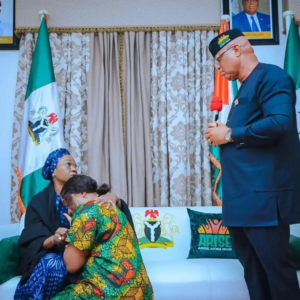 Remi Tinubu consoling Akwa-Ibom Governor's daughter.