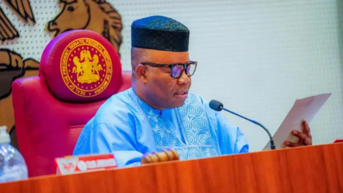 Nigeria's Senate President, Godswill Akpabio presiding over a plenary session.