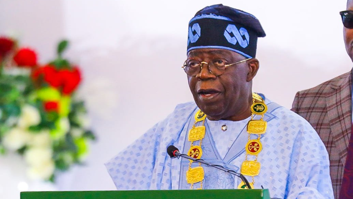 Nigeria's President, Bola Ahmed Tinubu, speaking at an event.