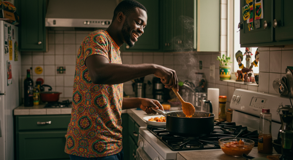 A Nigerian man cooking in the kitchen. How To Ask A Girl To Be Your Girlfriend