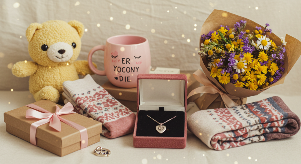 A gift set that includes teddy bears, a pendant, flowers, a scarf and a mug. How To Ask A Girl To Be Your Girlfriend