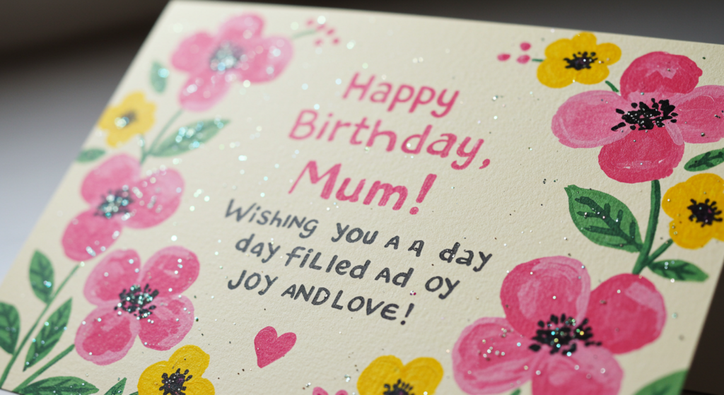 Birthday card with short birthday wishes for mum