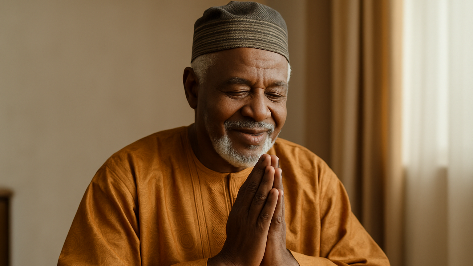 Elderly Man saying prayer of appreciation