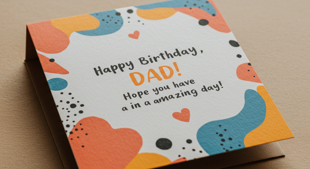 A card with short birthday wishes for your dad.