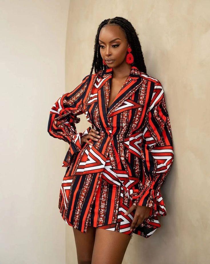 Lady Wearing Ankara Blazer dress