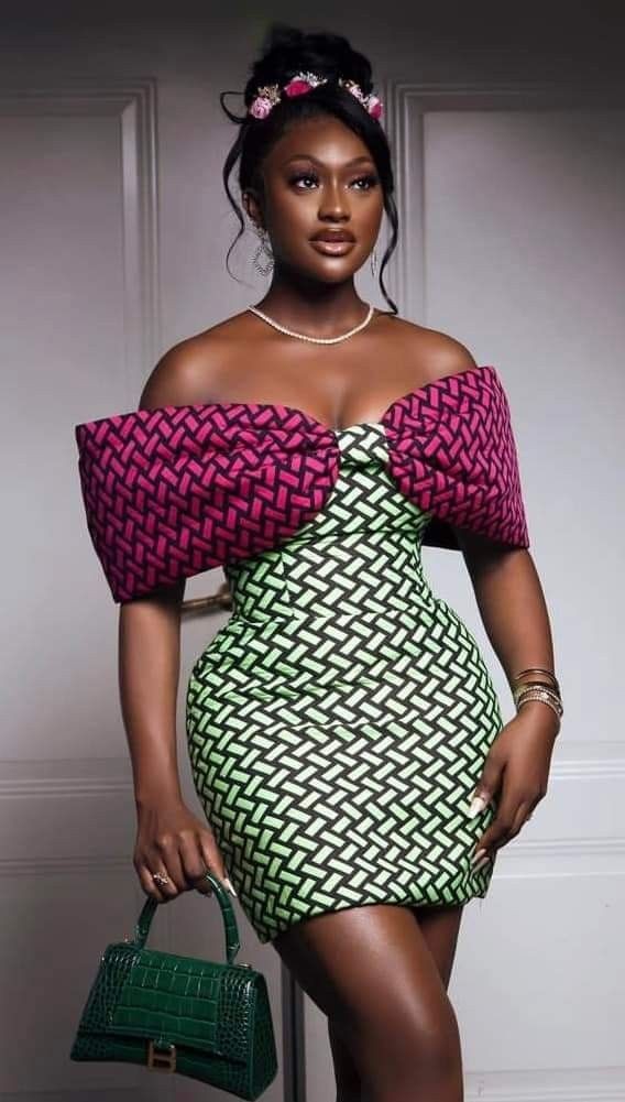 Lady Wearing Straight Dress with Bow Illusion Sleeves
