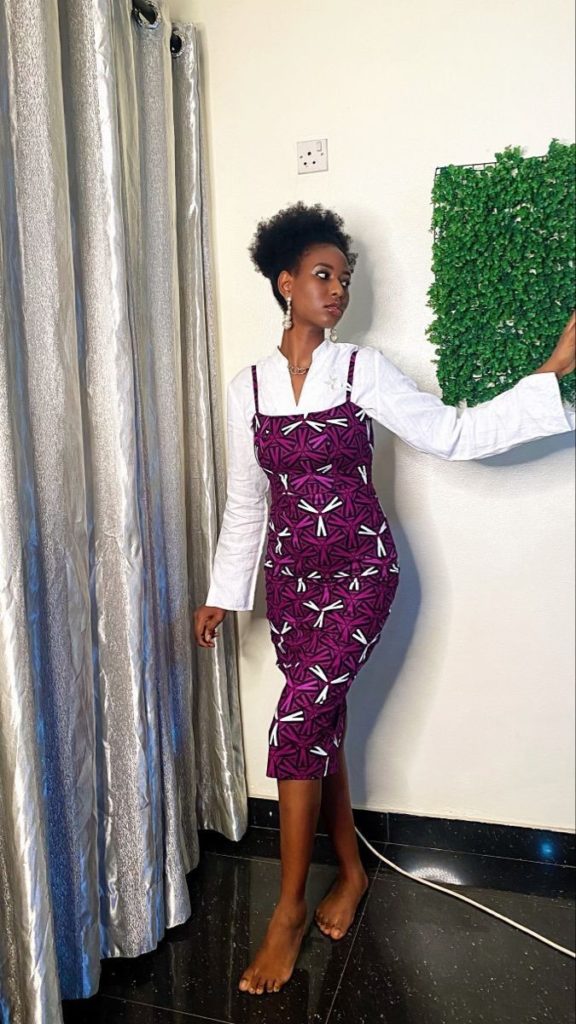 Lady Wearing Ankara Pinafore