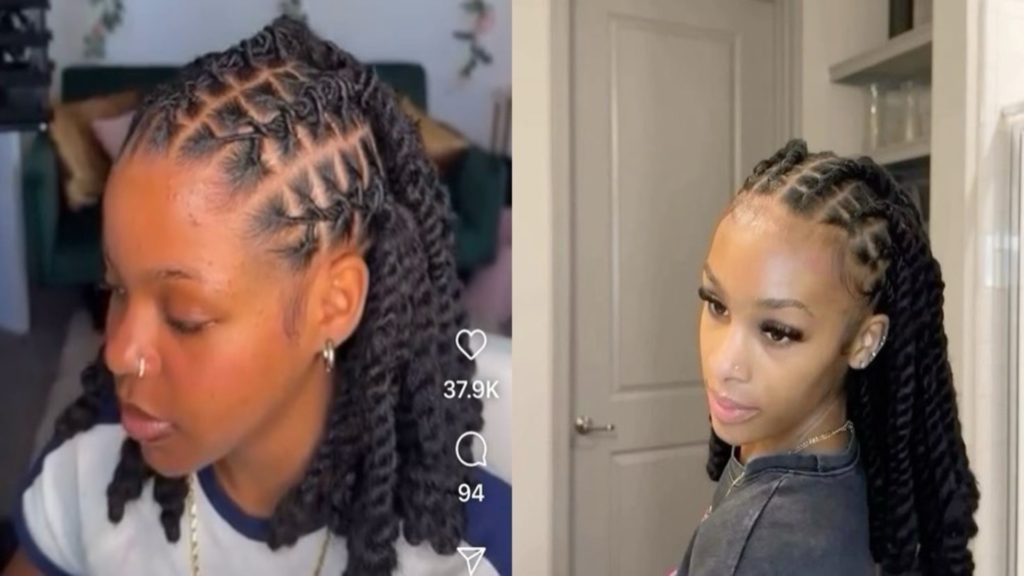 Loc Cornrows with Kinky Ends