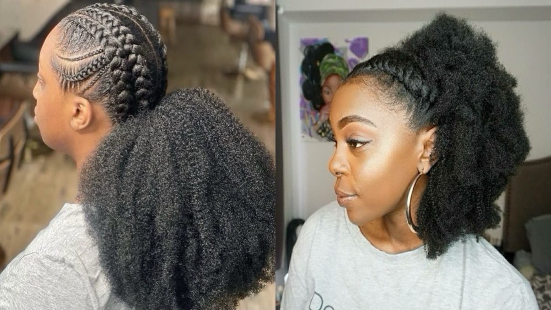 All Back Cornrows with Kinky Bun