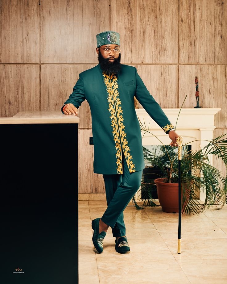 Deep Emerald Senator With Gold Embroidery