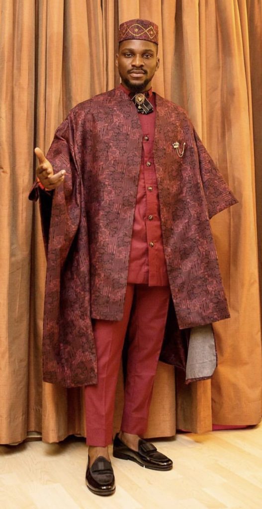 Man Wearing Senator Design with Agbada Cape