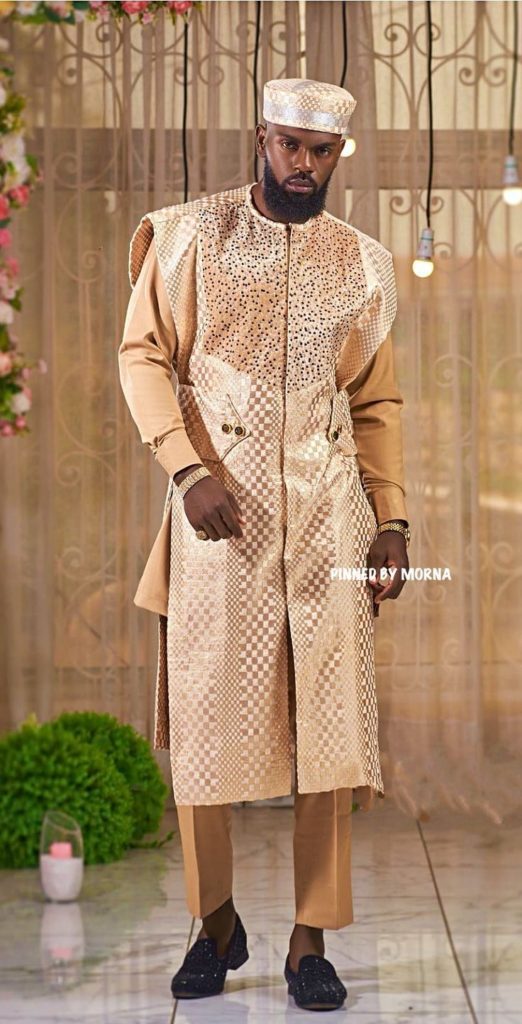 Man Wearing Senator Design With Embellished Agbada