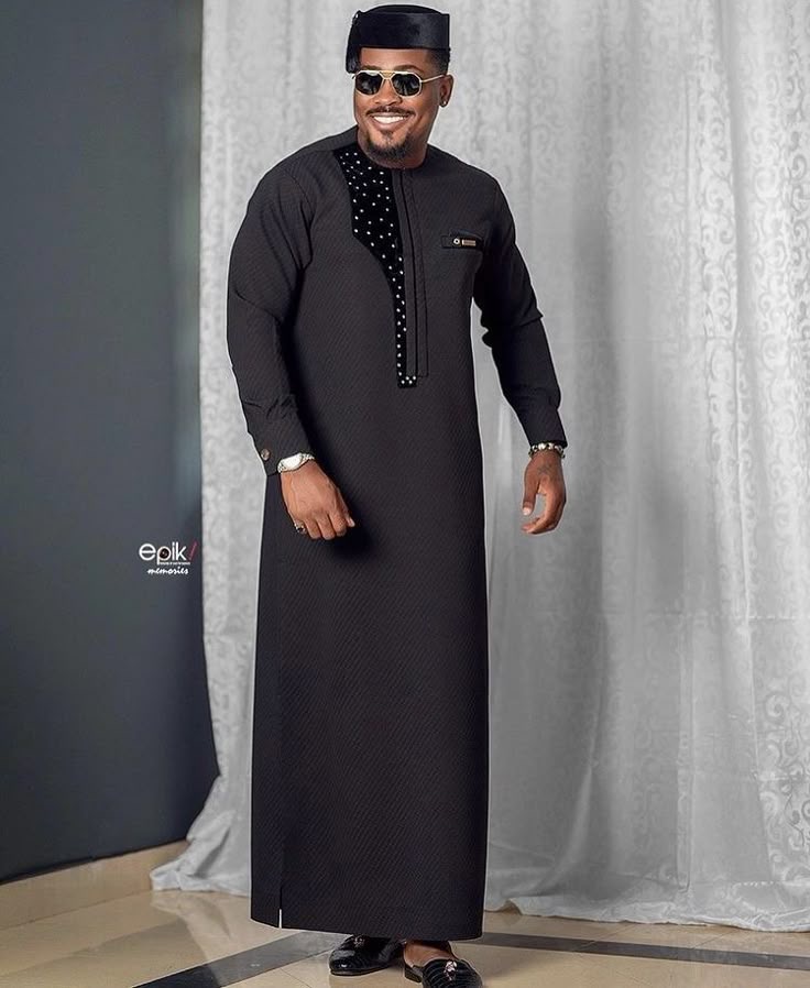 Man Wearing Polished Velvet Panel Senator Design
