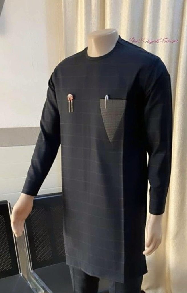 Man Wearing Triangular Pocket Detail Senator Design