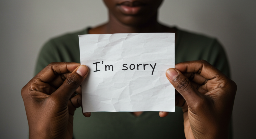 Image of an apology message for him