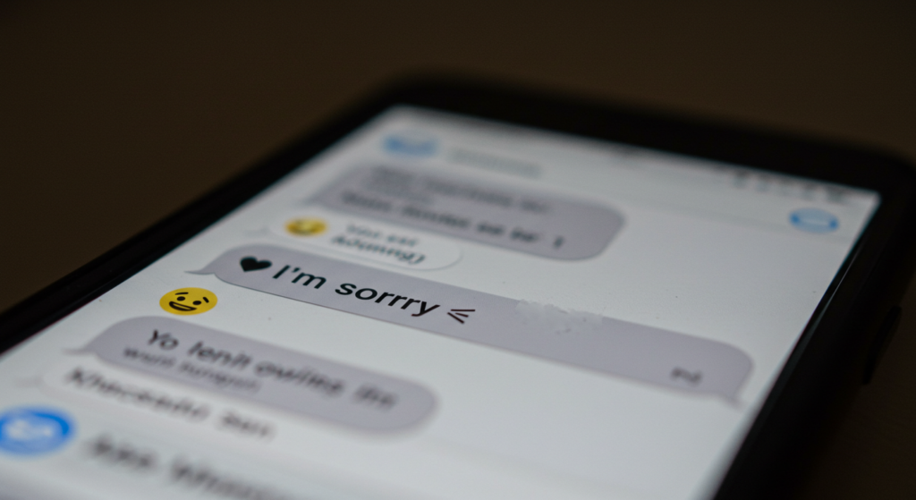 An 'I'm sorry' message sent over text