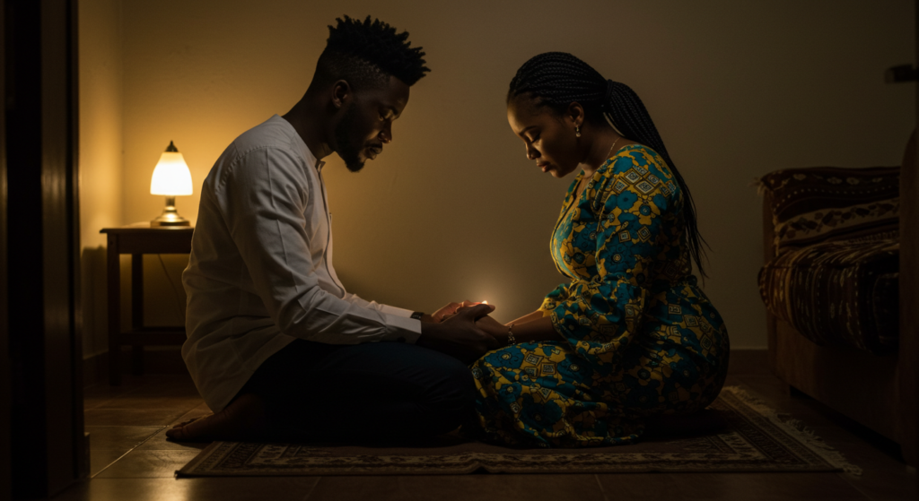 A couple praying together