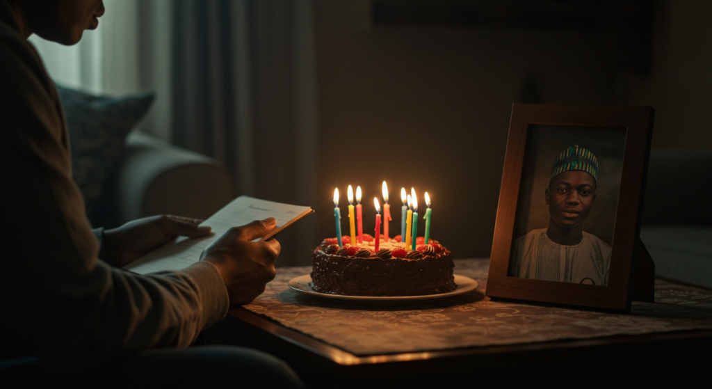 Man writing birthday wish for myself