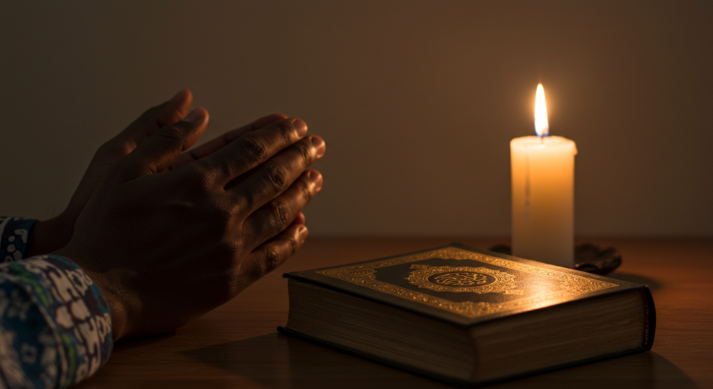 Nigerian praying and offering religious condolence messages 