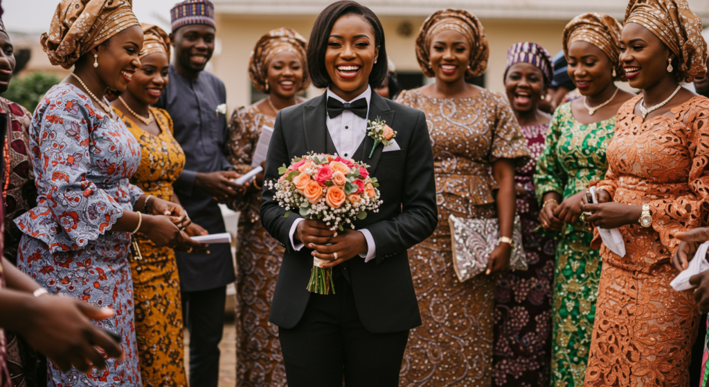 Bride in a tuxedo, an unconventional wedding choice