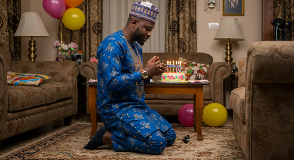 Man saying birthday prayers