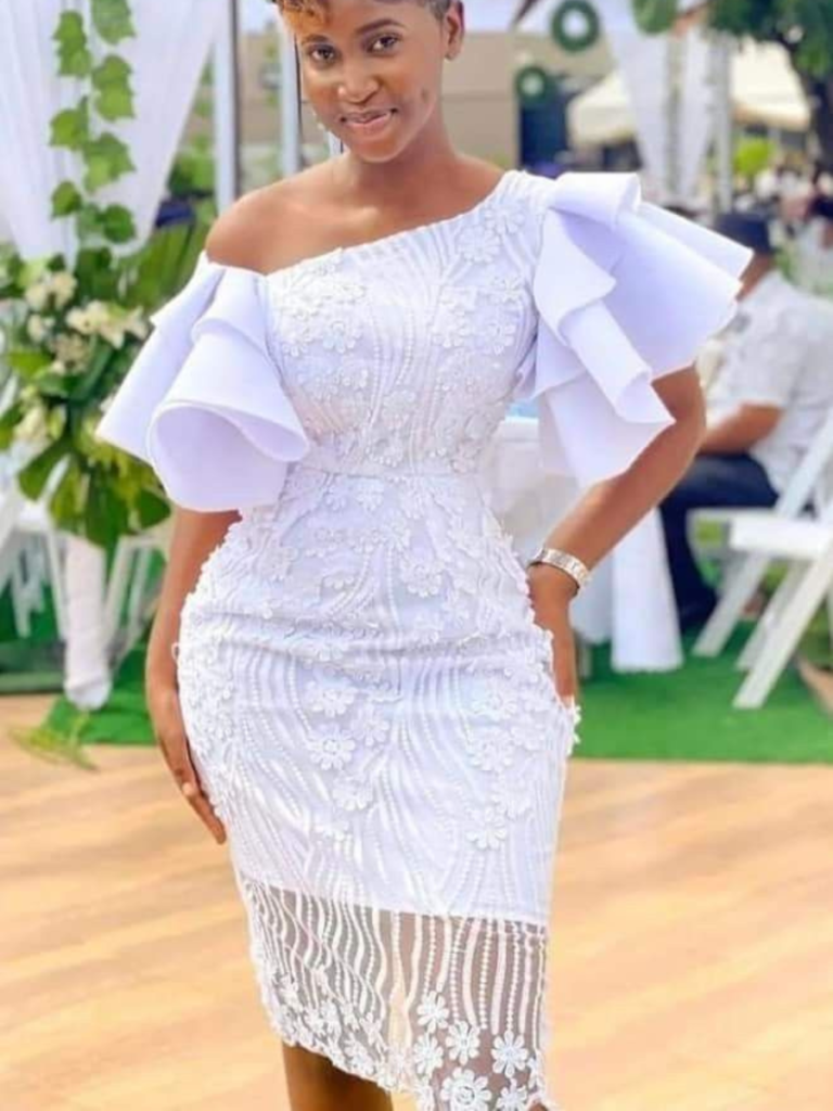 beautiful white lace midi style
