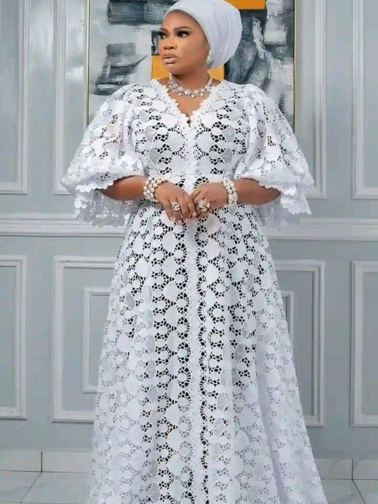beautiful white lace bubu style