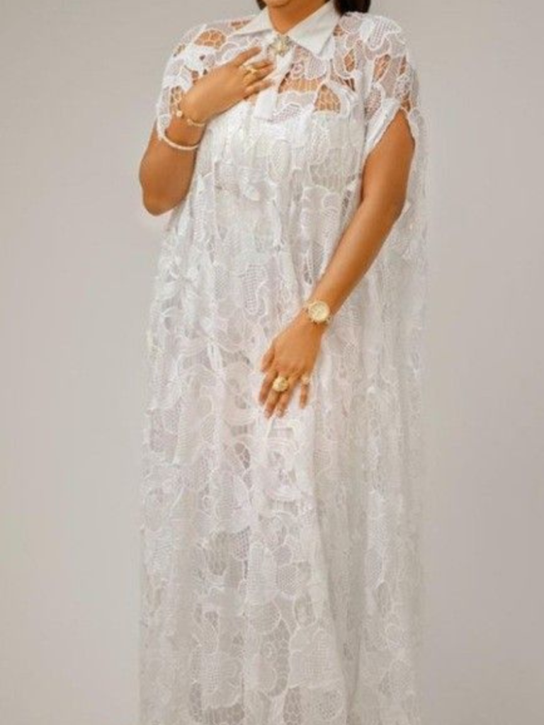 beautiful white lace bubu style