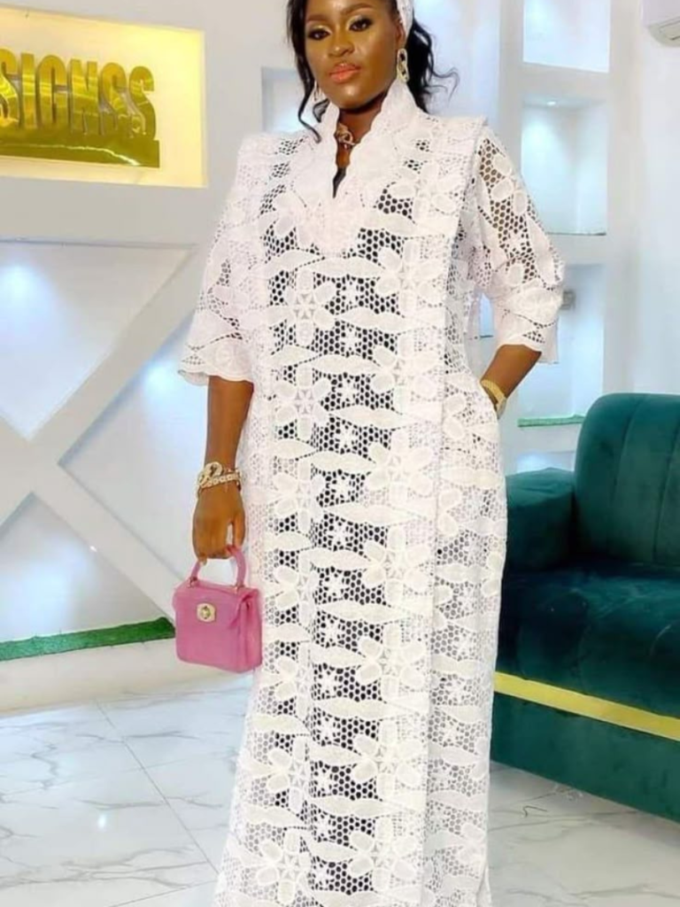 beautiful white lace bubu style