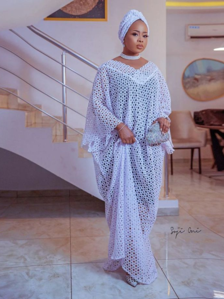 beautiful white lace bubu style