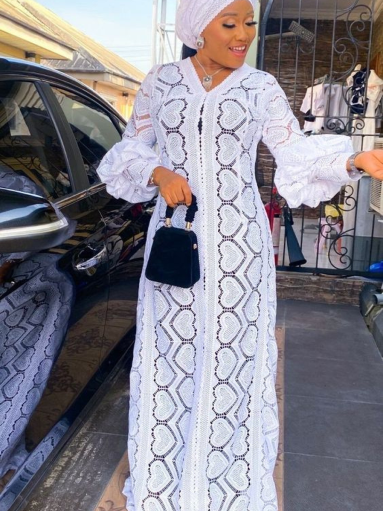 beautiful white lace bubu style