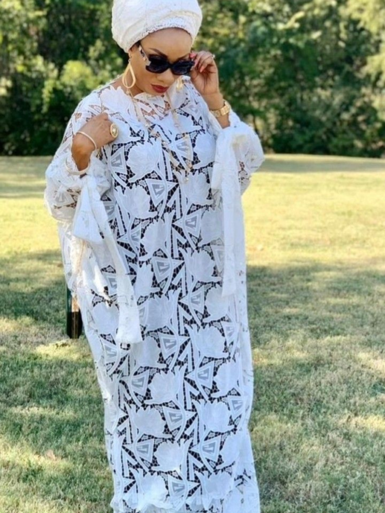 beautiful white lace bubu style 