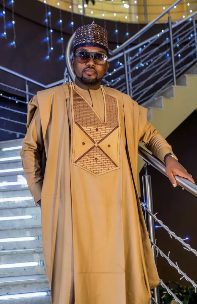 Man wearing Classic Gold Panel Agbada style for men