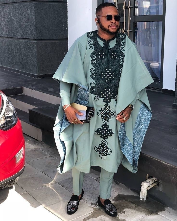 Man wearing Sea Sage Agbada style for men