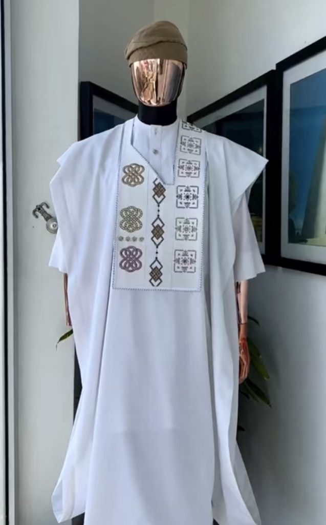 Man wearing The Royal Grid Elegance Agbada style for men