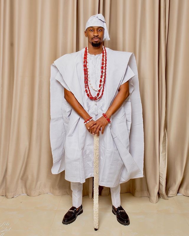 Man wearing The Regal Traditional Chief Look Agbada style for men