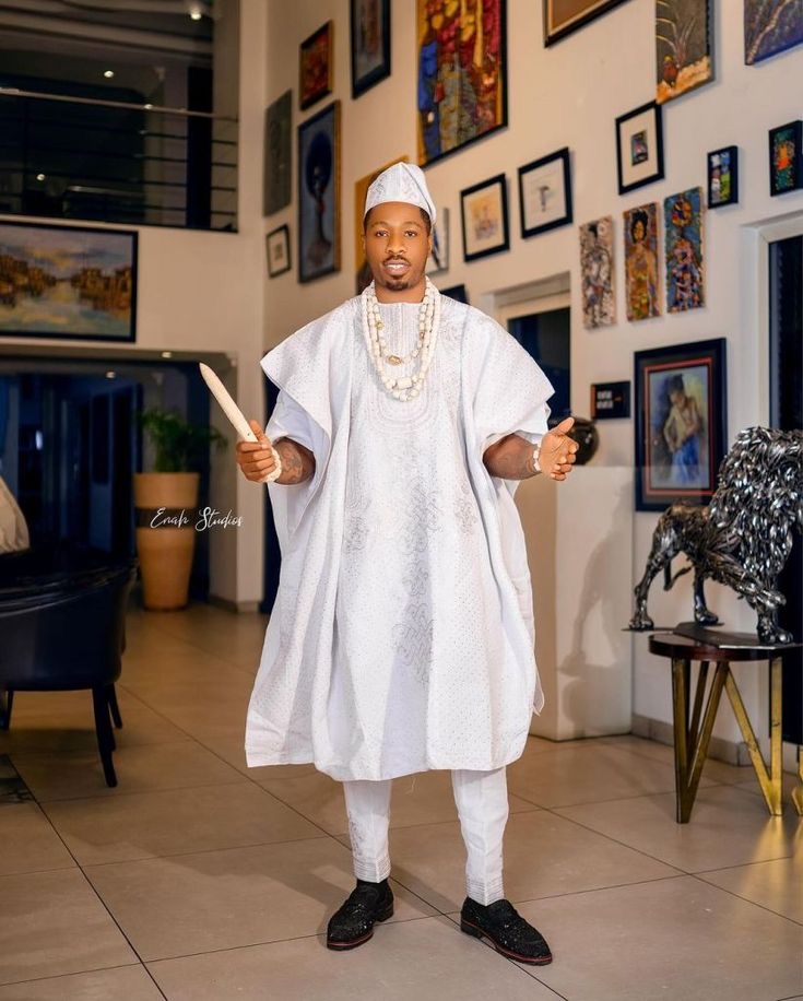 Man wearing The Polished Monarch Look Agbada style for men