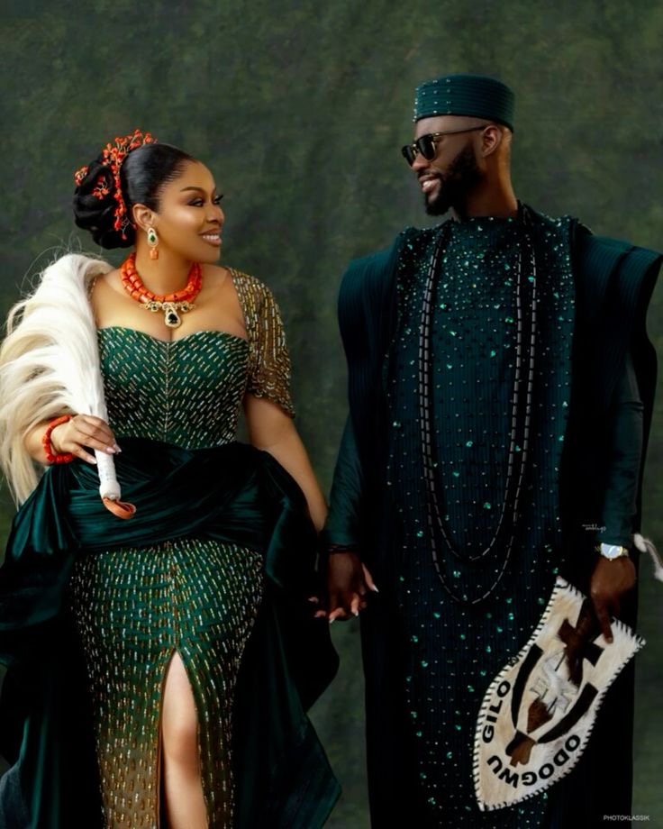 Groom wearing Emerald Royalty Agbada style for men