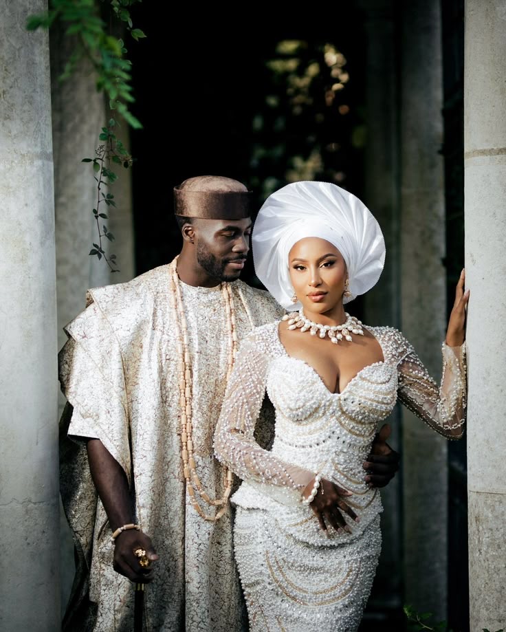 Groom wearing Champagne Royal Agbada style for men