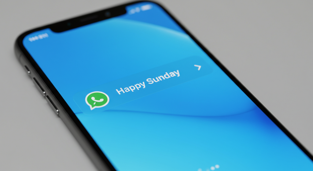 Phone displaying Happy Sunday blessings for Whatsapp
