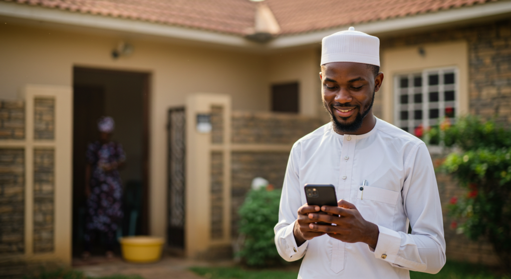 Man receiving Sallah prayers and smiling