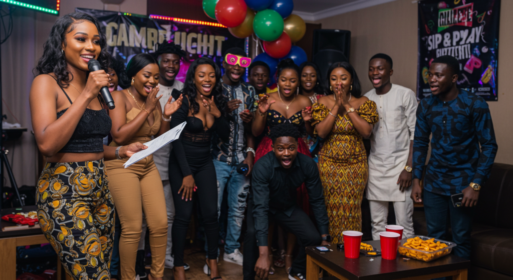 A group  of friends having a great time with fun games to play when hosting an event