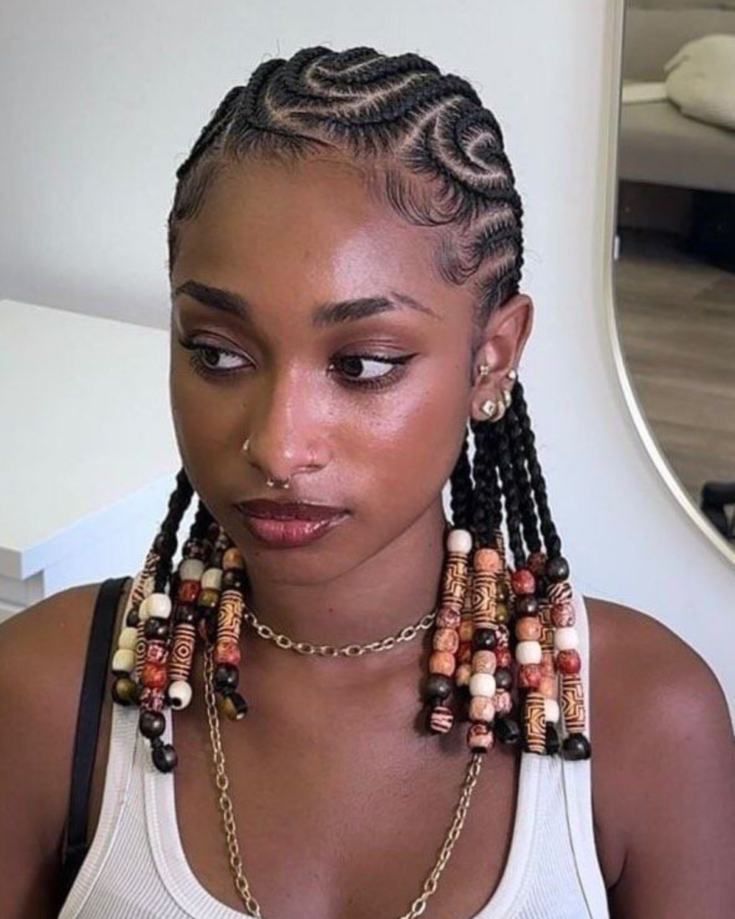 Tribal Stitch Braids with Wooden Beads