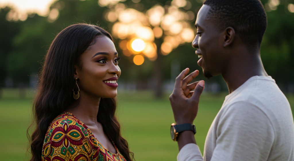 A young Nigerian lady makes her lover smile using sweet names to call your boyfriend.
