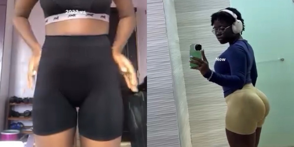Dayo Pius transformation image, how she grew her buttocks and hips naturally